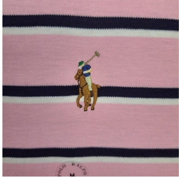NWT Polo Ralph Lauren Men's M Classic Fit Soft Touch Striped Rose Polo - Picture 6 of 14